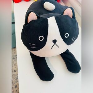Black and White Plushie Japanese Cat Pillow